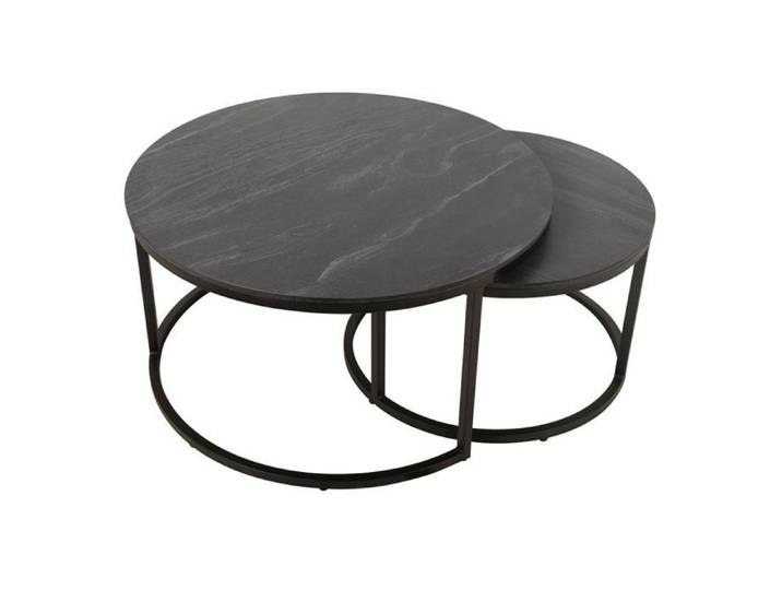 Tables basses gigognes rondes céramique gris marbré pied métal – OXY Meubletmoi