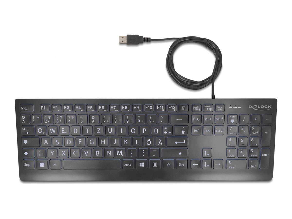 DeLOCK 12170 Universal USB-Tastatur mit XXL-Buchstaben - QWERTZ Deutsch - schwarz