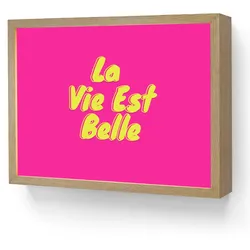 WANDLEUCHTE MIT AKKU Zitat - Retro - Rosa LED 40x30 cm Wandlampe