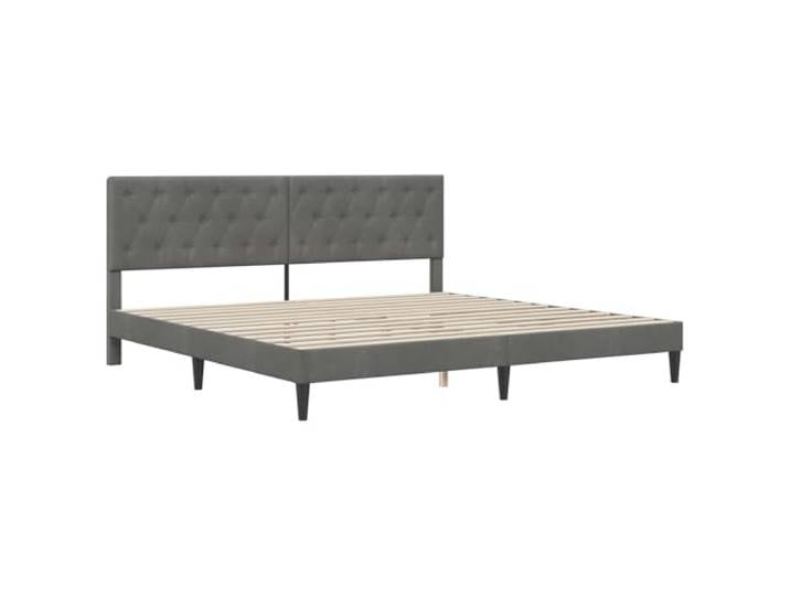 KTHLBRH Bettgestell dunkelgrau 180 x 200 cm Samt Robustes Sperrholz, konische Beine, weiches Kopfteil, einfache Montage, max. Gewicht 280 kg
