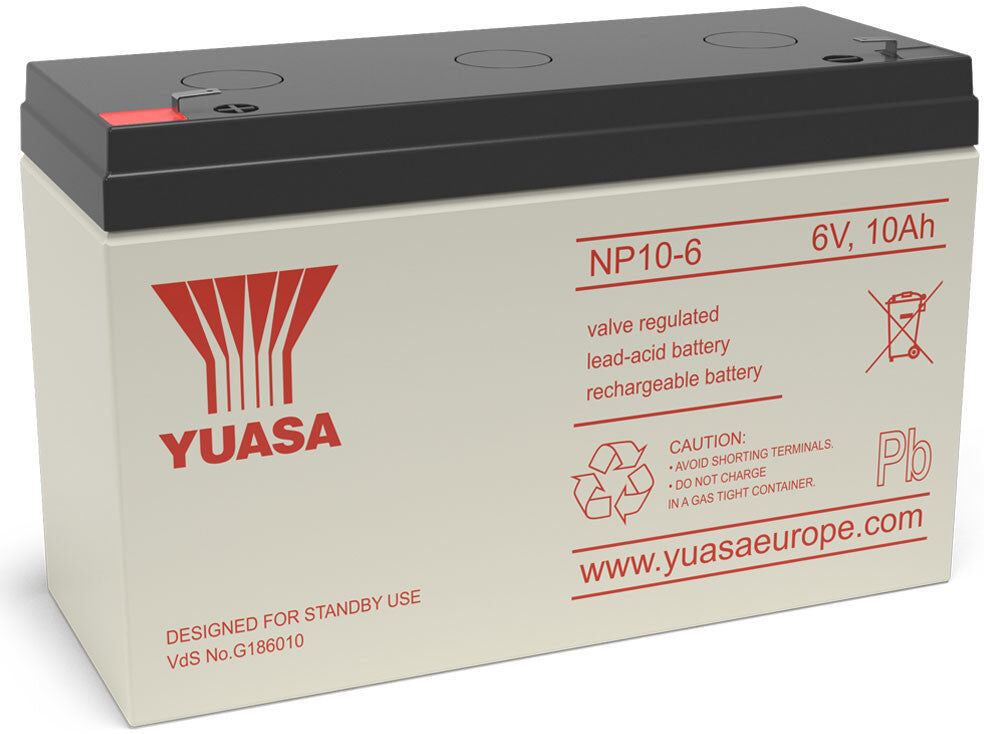 Yuasa NP10-6 VRLA Sealed Lead Acid Battery   1 Pack