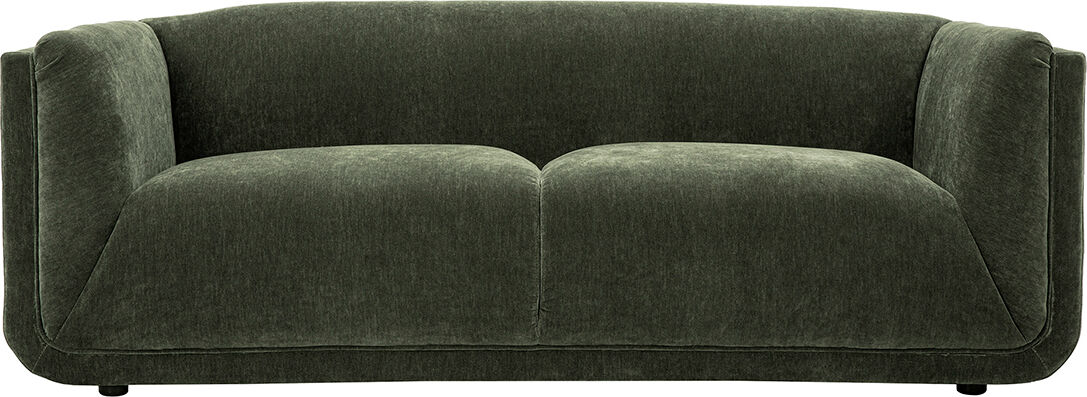 Miliboo Designersofa mit 3 Sitzplätzen in Samteffekt Stoff khakigrün HOSBO