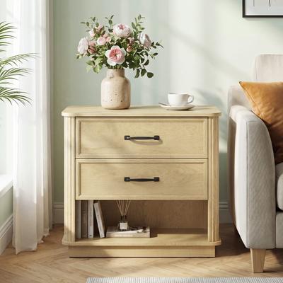 RENEWLINE Rattan Side Panel 2 Drawer Open Storage Nightstand (Single)