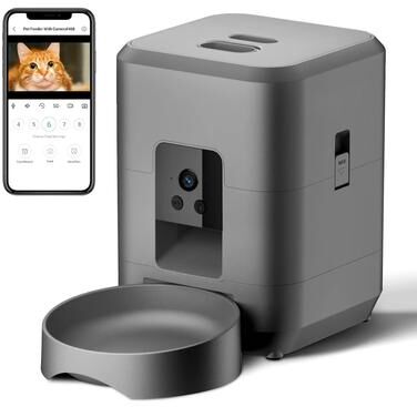 Inspired Finds SmartMeal 2L WiFi Pet Feeder With Camera, Timer & Slow Feeding Control 2l Camera Black