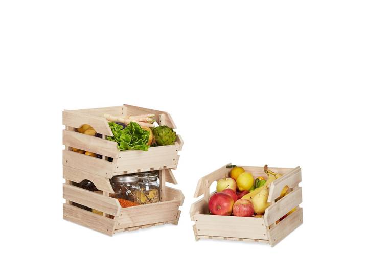 Relaxdays Stapelkisten Natur 3er-Set Paulowniaholz, Hellbraun, Holz, 27.5x20x38 cm, Ordnen & Aufbewahren, Deko- & Aufbewahrungsboxen, sonstige Boxen