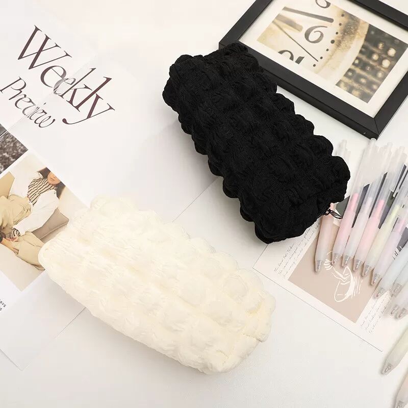 INF Polyester-Federmäppchen mit großem Fassungsvermögen - Weicher Organizer für Schreibwaren & Make-up Tasche Weiß