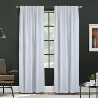 "Wide Width Baxter Blackout Dual Header Curtain Panel by Thermaplus in White (Size 52"" W 84"" L)"