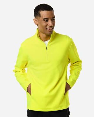 Team 365 TT401 Squad Cadet Quarter-Zip Tech Fleece Pullover T-Shirt in Safety Yellow size XL   Polyester