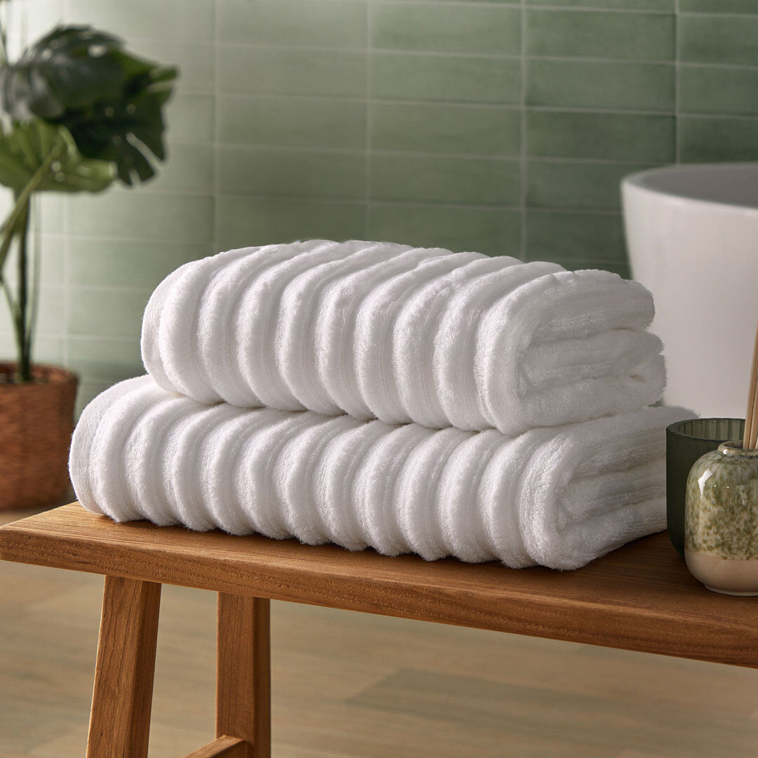 Silentnight Ribbed Cotton Bath Sheet Towel Natural Bath Towel;Hand Towel;Bath Sheet