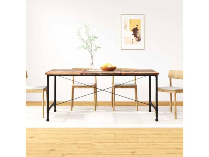 HEFZGDB Esstisch Altholz Massiv 180 cm Industriestil mit Stahlbeinen und Gusseisenrollen, recyceltes Massivholz Tisch robust Vintage Look für Küche oder Esszimmer, einzigartiges