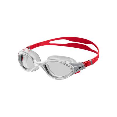 Schwimmbrille SPEEDO "H Schwimmbrille", rot (clear, rot), Sportbrillen, Herren, mit Markenlogo, für Erwachsene geeignet, formstabiles Material