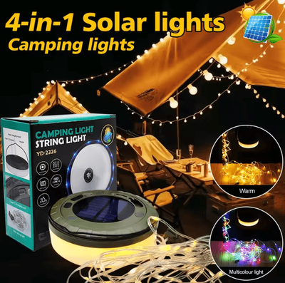 Inspire Curations Solar Camping String Lights 10M RGB Outdoor Tent Light With Hook 2pcs