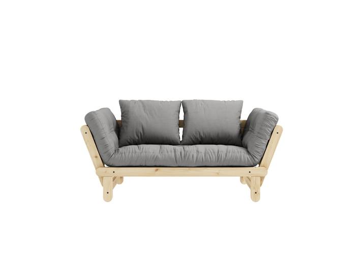 Banquette ajustable BEAT en pin massif naturel matelas gris inclus 75x200