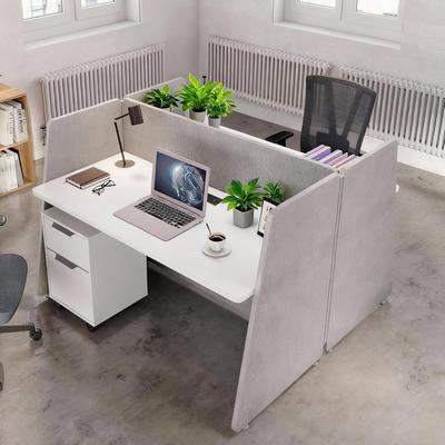 WESOME Modular Office Cubicle Desk with Outlets & USB, Staff Workstation Desk with Mobile Storage Cabinet