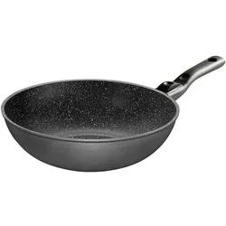 Stoneline Pan 19569 Wok, Diameter 30 cm, Suitable for induction hob, Removable handle, Anthracite, Pfanne + Kochtopf, Schwarz