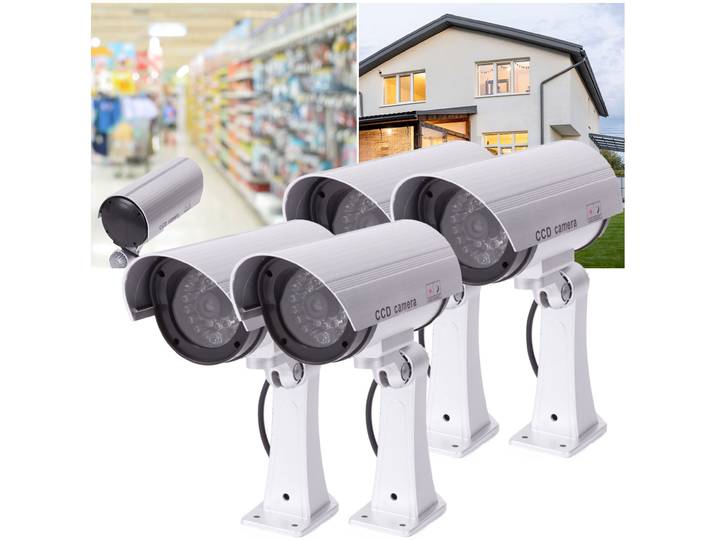 Überwachungskamera-Attrappe mit Signal LED, 4er Set