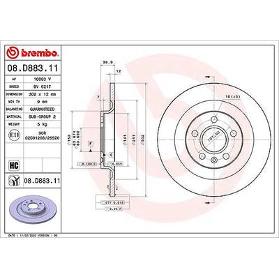 Brembo Bremsscheibe [Hersteller-Nr. 08.D883.11] für Volvo, Lynk & Co