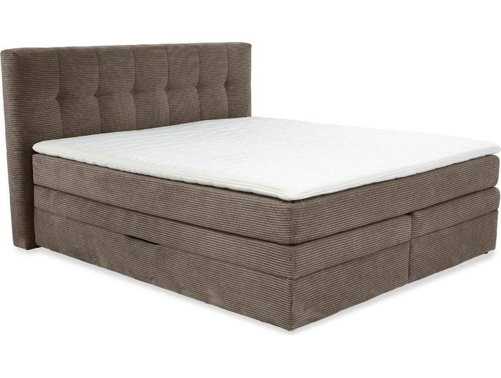 Boxspringbett 180x200 cm H3 Federkernmatratzen Bonell Topper Cord Braun Taupe / 20040