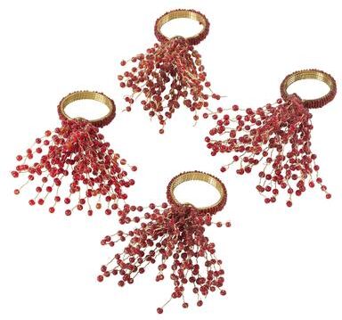 Saro Lifestyle Beaded Spray Design Napkin Ring (Set of 4)