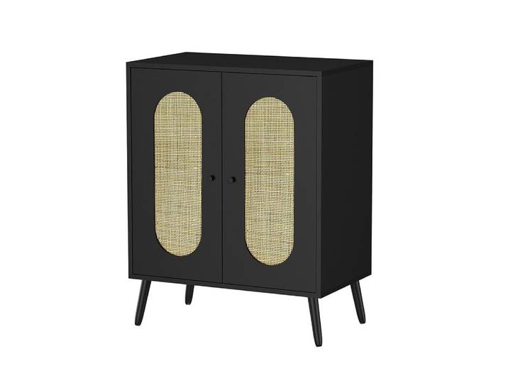 WAOHO Kommode Schrank Rattan geflecht, Kommode,Dekorativer Sideboard 2 türiger