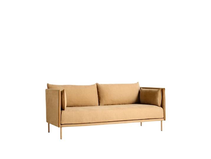 HAY Silhouette 2-Sitzer Sofa Linara 142-cognac leather piping-oiled oak