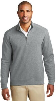 Port Authority K807 Interlock 1/4-Zip in Medium Heather Gray/Charcoal size 2XL   Cotton Polyester
