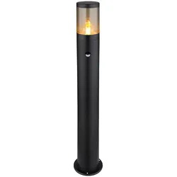Wegeleuchte mit Bewegungsmelder Außen Aussenleuchten Garten Standleuchte Stehlampe Bewegungsmelder, Edelstahl schwarz rauch, E27 Fassung, DxH 14x80 cm