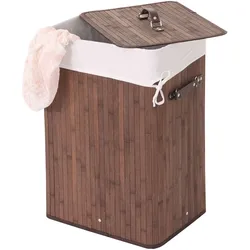 Wäschekorb MCW-C21, Laundry Wäschebox Wäschesammler Wäschebehälter Wäschetonne, 61x43x32cm 70l ~ braun