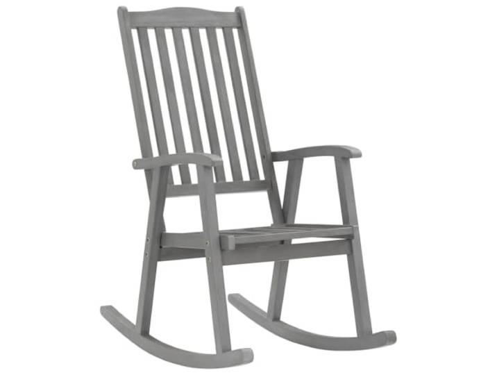 GFEROMRF Schaukelstuhl Mit Auflage Grau Massivholz Akazie Vintage Design, Hohe Rückenlehne, Wasserabweisende Polyester-Auflage, Für Wohnzimmer Und Terrasse, Belastbar Bis 110 Kg