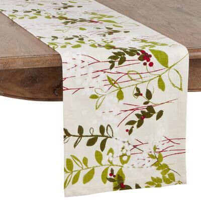 Saro Lifestyle Botanical Print Holiday Table Runner