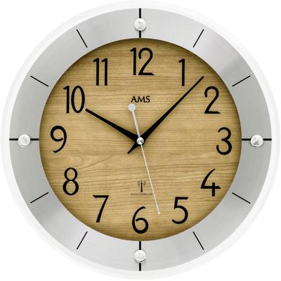 Funkwanduhr AMS, silber (silberfarben, silberfarben), Wanduhren, Ø 31cm, Quarzuhr, Wanduhr, Made in Germany, Wohnzimmer, Küche, Arbeitszimmer