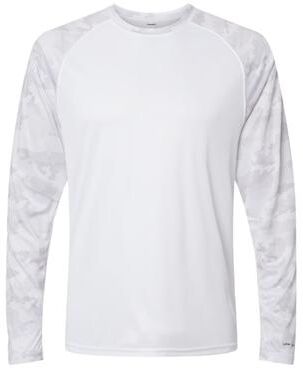 Paragon SM0216 Cayman Performance Camo Colorblocked Long Sleeve T-Shirt in White size 3XL   Microfiber polyester 216