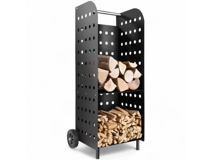 Kaminholzwagen extrabreit - schwarz