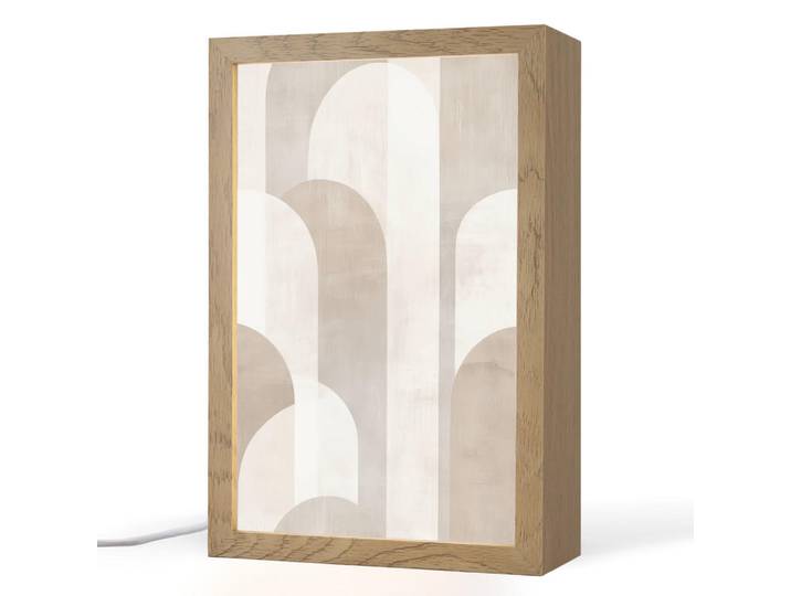 OnlyWow Tischleuchte - Abstrakte Bögen - Modern - Beige - 20x30 cm, Buche Kolonial, Holzwerkstoff, Rechteckig, LED integriert, 20x30x8 cm, Lampen & Leuchten, Innenbeleuchtung, Tischlampen