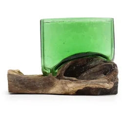 Recycled Beer Bottles - Square Bowl on Wood