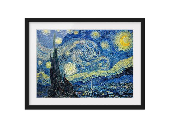 Bild Sternennacht I Teilmassivholz Kiefer, matt lackiert Blau 70 x 50cm