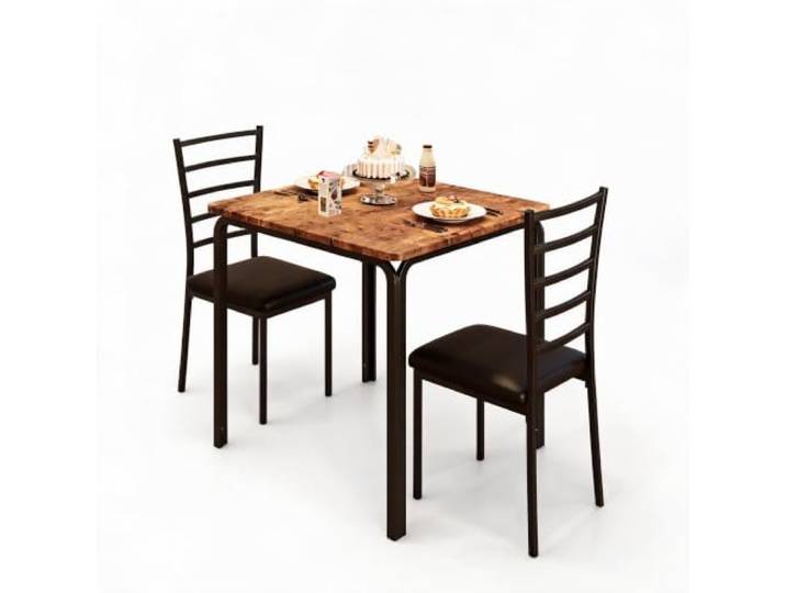 ZoomBuggy Esstisch Set, Esstisch Mit 2 Stühlen Für Esszimmer Stabiler Esstisch mit MDF-Platte und Metallgestell, platzsparendes 1+2-Sitzer Set, modernes Design, einfache Montage