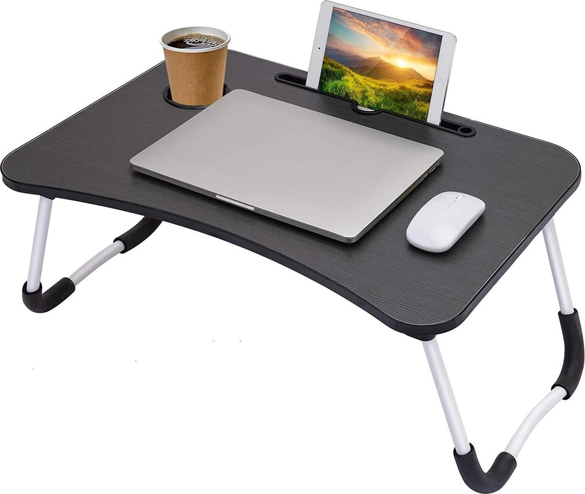 Draagbare Laptoptafel met Tablet- en Bekerslot - Vouwbare Bedtafel voor Laptop, Ontbijt of Boeken - WK 02122
