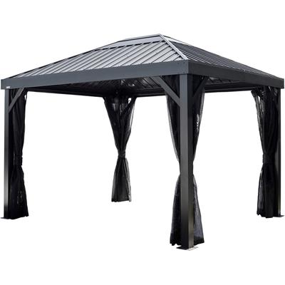Pavillon SOJAG "Kiruna 1012 Anthrazit", schwarz (anthrazit), B/H/T: 364,3cm x 297,6cm x 299,3cm, Pavillons, 299,3x364,3x297,6cm