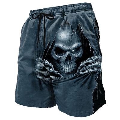 Herren Schädel Tod Kostüme Schwimmshorts Schwimmshorts Boardshorts mittlere Taille Dunkel Punk Gothik Stil Urlaub Streetwear seitliche Taschen Netzfutter elastischer Kordelzug Bund Designer Kleidung