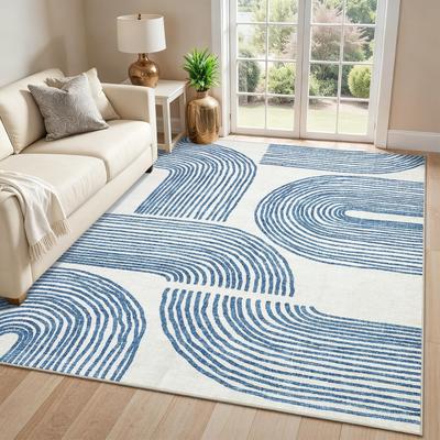 Garvee Curved Line Washable Area Rug
