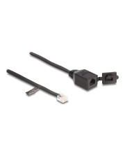 Delock Kabel RJ12 Stecker zu Buchse mit Verschlusskappe 20 cm schwarz Schwarz (88009)