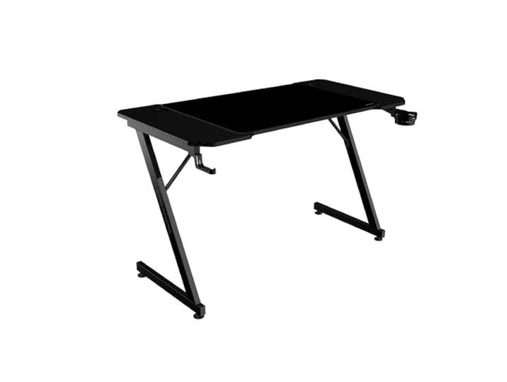 Mars Gaming MGD-X120\, Bureau Gaming Ergonomique\, Surface en Fibre de Carbone\, Structure Métallique\, Tapis de Souris XXL\, Supports Casque et Boissons\, Gestion des Câbles\, Bureau Gaming 120x60cm\, Noir