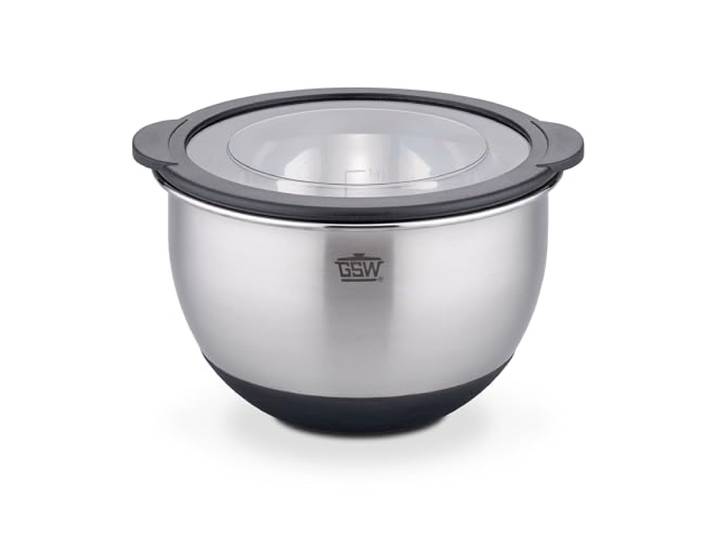 GSW Servierschüssel Primo 16 cm, Hochwertige Edelstahl Rühr- & Salatschüssel mit luftdichtem Deckel, Teigschüssel, Küchenschüssel & Servierschale, 1.6 L