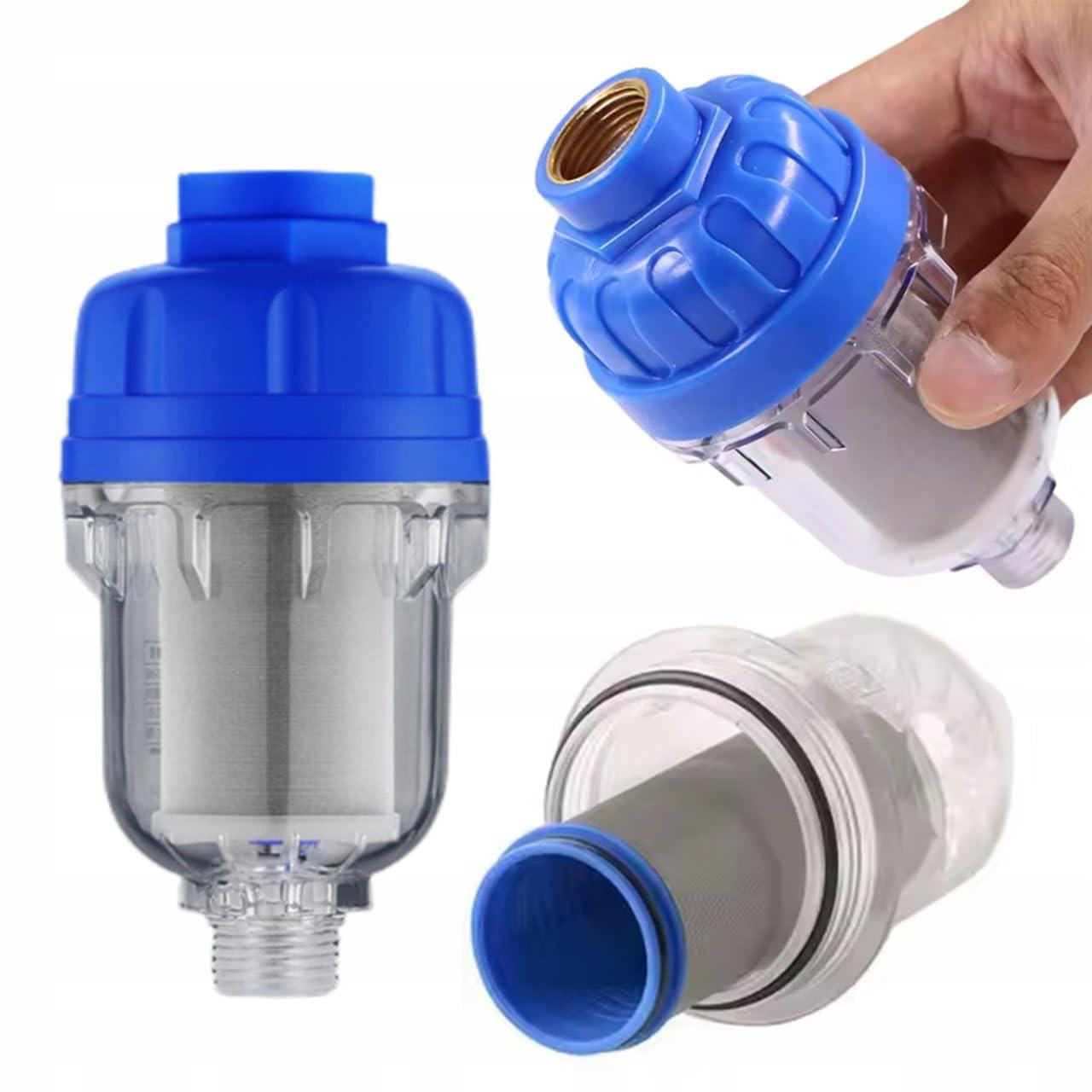 Dripio Voorfilter voor water, 1/2 inch, met roestvrijstalen zeef, herbruikbaar, transparant