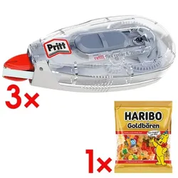 Pritt 3x Korrekturroller »Refill- Flex« inkl. Fruchtgummi »Goldbären« 175 g weiß