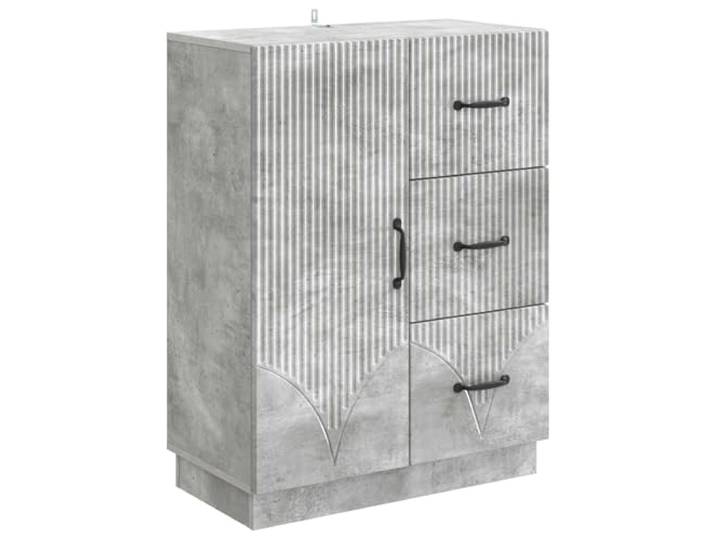 Sideboard Betongrau 66 x 34,5 x 87 cm Holzwerkstoff Schlankes Design, Fächer, Schubladen, große Regale, einfache Montage, pflegeleicht, Esszimmer, Wohnzimmer, Flur
