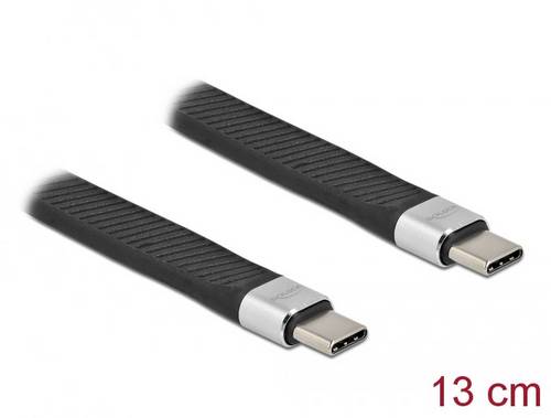 Delock USB-C Kabel USB-C Stecker, USB-C Stecker 0.13m Schwarz 86939