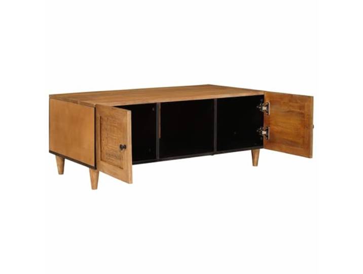IBUQDDV Couchtisch Hellbraun 100 x 54 x 40 cm Massivholz Mango Rechteckiges Design, Türen mit Scharnieren, weiß lackierte Beine und Türen, Stauraum für Magazine