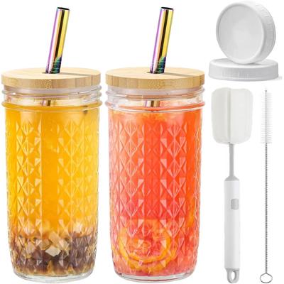 Uplifted Finds Premium 24oz Glass Tumbler Set High Performance Reusable Boba & Iced Coffee Mason Jars 03